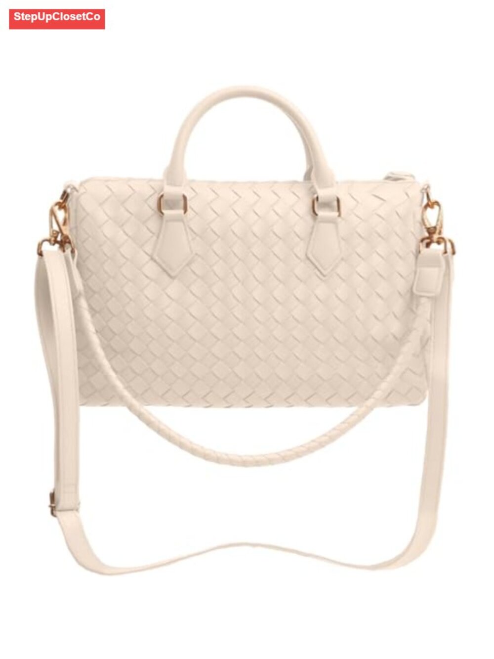 Woven Vegan Leather Tote Bag Women Crossbody Handbag Convertible Hobo